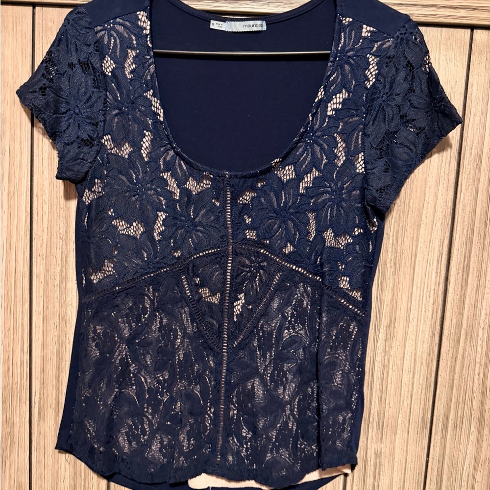 Maurices Navy Lace Top – Size Small
